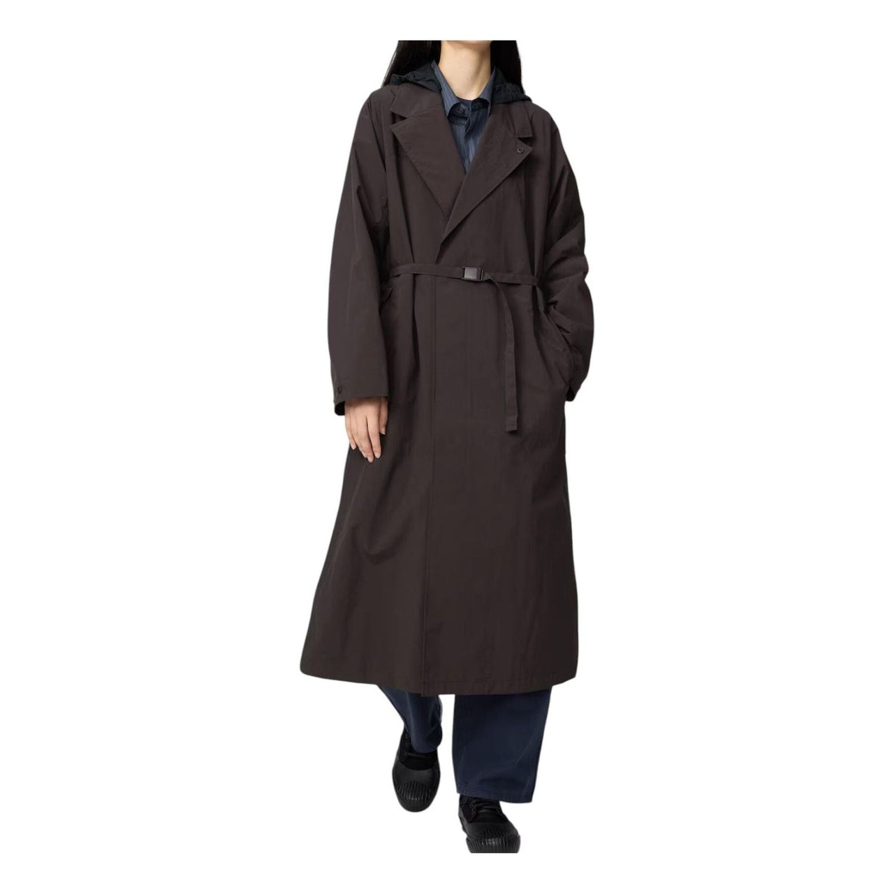 (WMNS) UNIQLO Single Breasted Long Coat 'Dark Brown' 480063-39