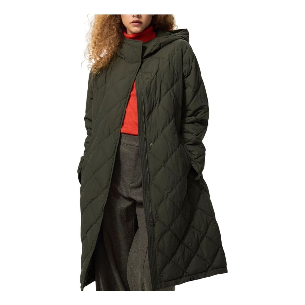 (WMNS) UNIQLO Pufftech Relaxed Long Coat 'Olive' 479209-56