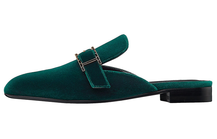 HERMES Beauty Wrap-toe Slippers Women's Green