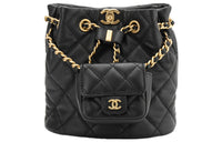 CHANEL Small Drawstring 23A Bucket Black AS3947