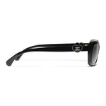 CHANEL Acetate Rectangular Sunglasses Unisex Black