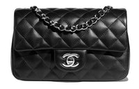 CHANEL Sheepskin Mouth Cover Bag Crossbody Bag Mini Women's Black
