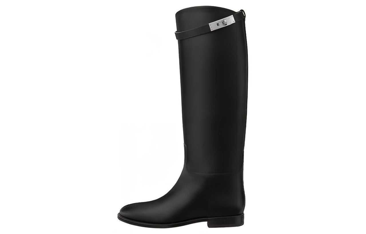 HERMES Knee-high Boots Women's Black