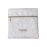 CHANEL White Envelopes Makeup Bag With Tools Minimalist Style