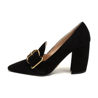 PRADA Fringed Buckle Suede Pointy Pumps 'Black' Women's