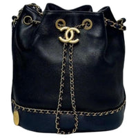 CHANEL Lambskin And Grained Cowhide Bucket Bag Women's Black