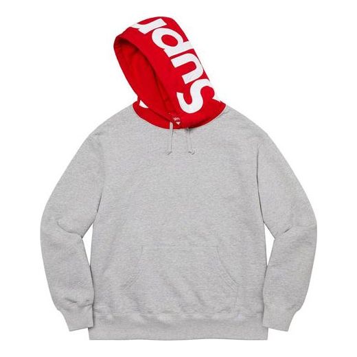 Supreme Contrast Hooded Sweatshirt 'Grey Red White' SUP-FW21-147