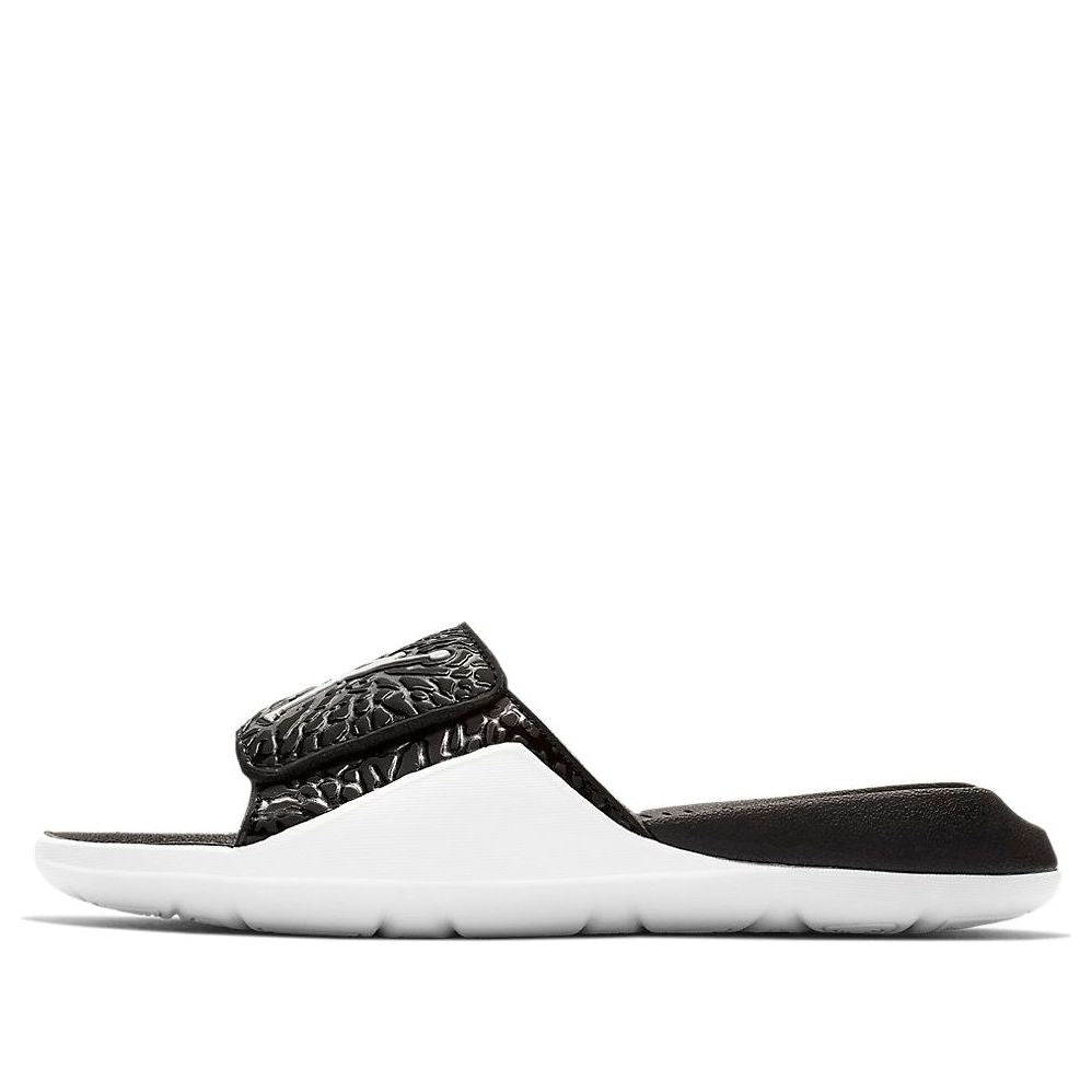 (GS) Air Jordan Hydro 7 V2 Burst Crack Minimalistic Black White Slippers BQ6291-001