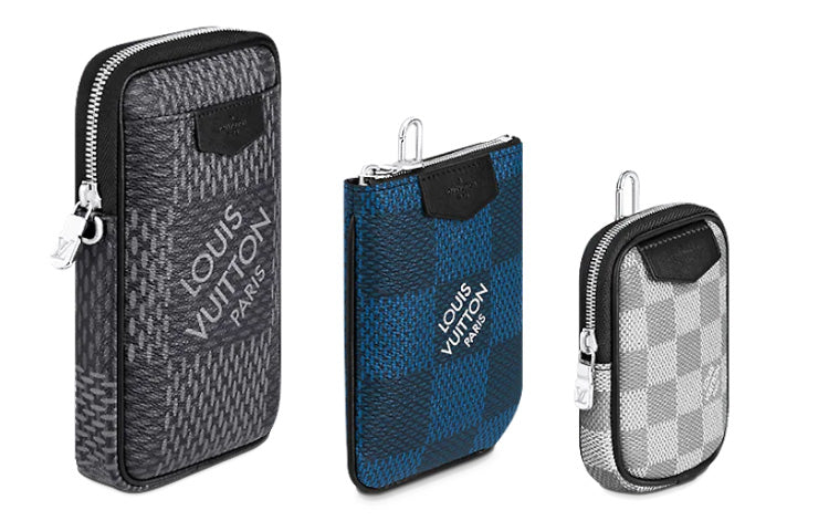 LOUIS VUITTON Canvas With Leather Handbag Cell Phone Pouch Men's Blue