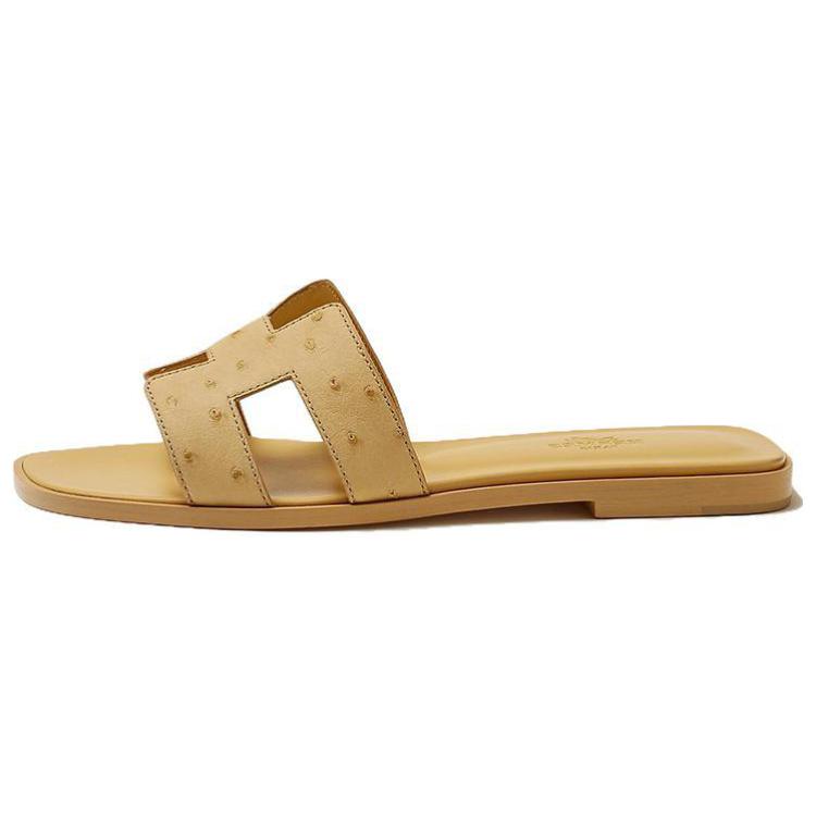 HERMES Rubber Sole Slide Slippers Women's Yellow