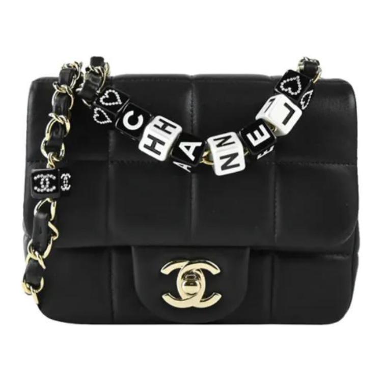 CHANEL 23C Early Spring Lambskin Flap Bag, Crossbody Bag, Shoulder Bag Women's Black