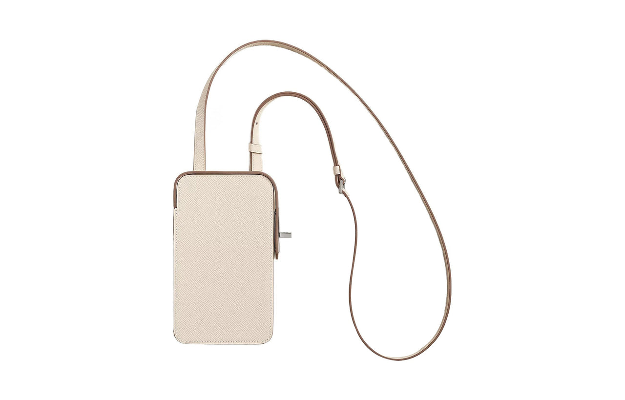 HERMES Epsom Calfskin Cell Phone Pouch Women's 10 Craie Milkshake White