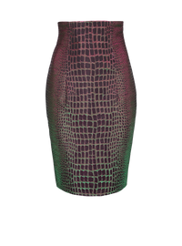 Balmain Women's Hw Iridescent Croco Jacquard Knee Skirt