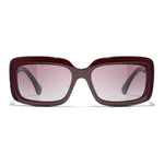 CHANEL Acetate Square Sunglasses Women's Red