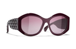 CHANEL Acetate Irregular Shape Sunglasses Women's Red Brown