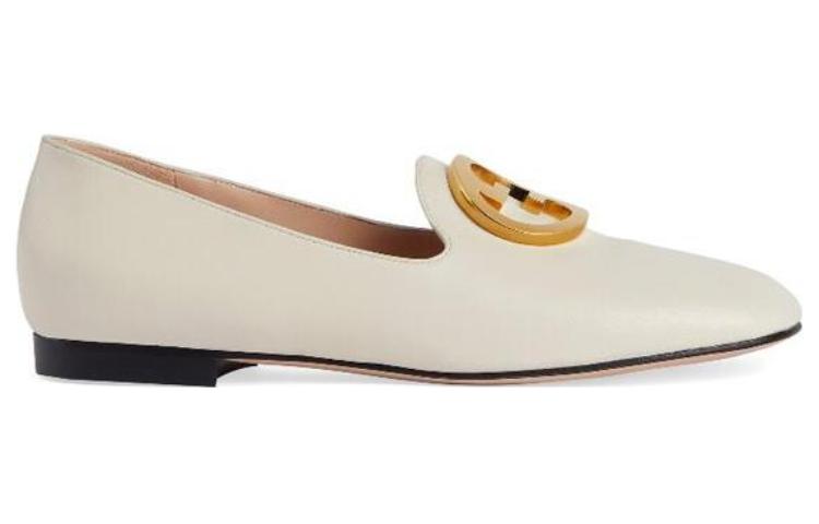 (WMNS) Gucci Logo Plaque Loafers 'White' 723395-C9D00-9022