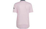 Men's adidas Logo Alphabet Printing Ribbed V Neck Short Sleeve Pink T-Shirt HF0710