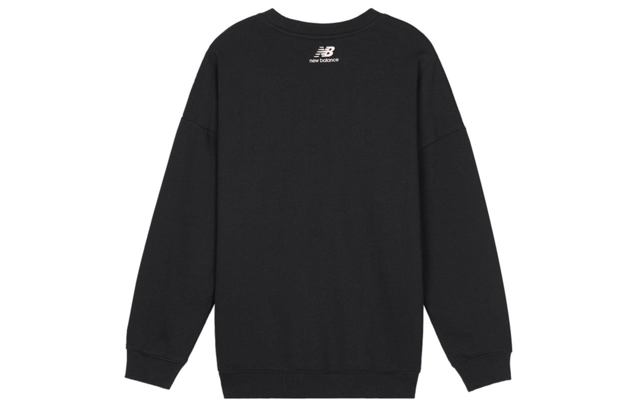 (WMNS) New Balance Printing Round-neck Swea Black AWT03367-BK