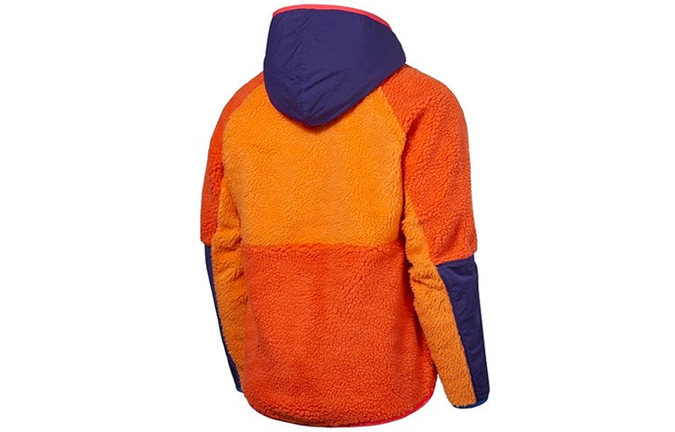 Nike Half Zipper Suede Splicing Colorblock Sports Pullover Orange BV3767-886