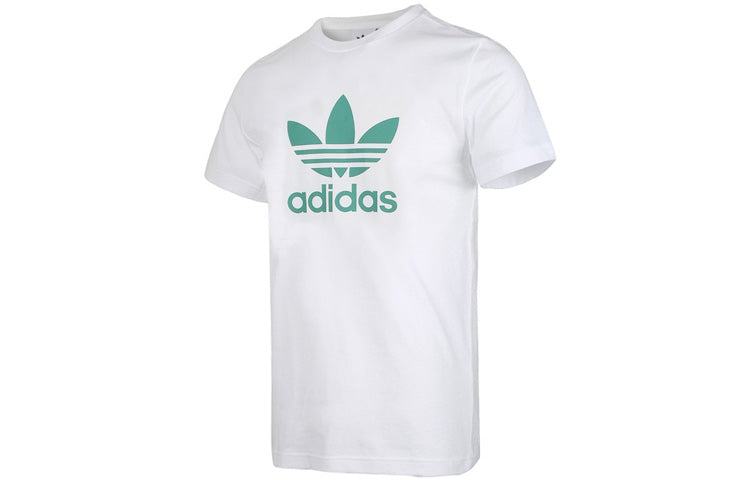adidas originals Trefoil Alphabet Logo Round Neck Short Sleeve White FM3789