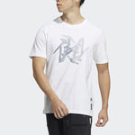 Men's adidas WJ T GFX Martial Arts Series Word Printing Round Neck Short Sleeve White T-Shirt HE5167