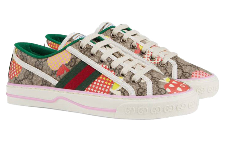 (WMNS) GUCCI Les Pommes Gucci Tennis 1977 'Beige ebony apple print' 664212-22K10-8960