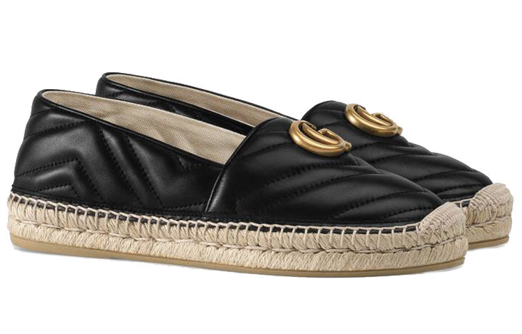 (WMNS) Gucci Double G Espadrille 'Black Leather' 551890-BKO00-1000