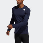 Men's adidas TF Turf Ls Primegreen Sports Gym Round Neck Long Sleeves Legendary Ink Blue T-Shirt GL9878