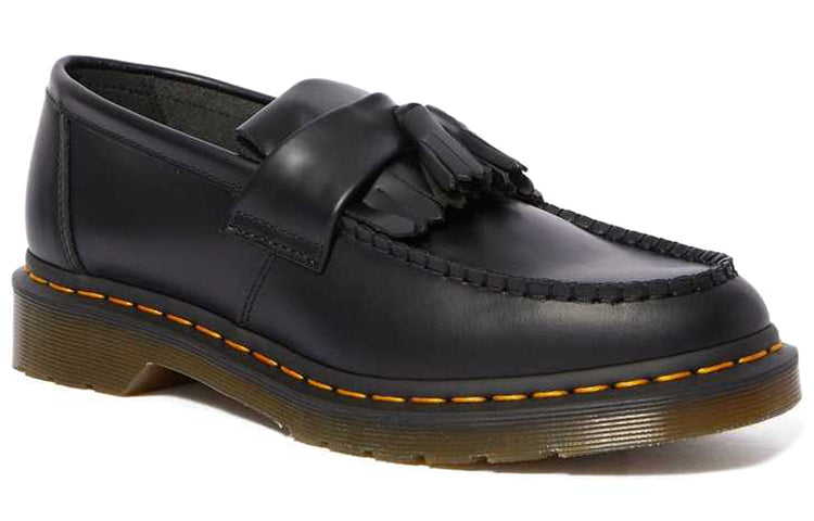 Dr. Martens Adrian Yellow Stitch Leather Tassel Loafers 'Black Smooth' 22209001