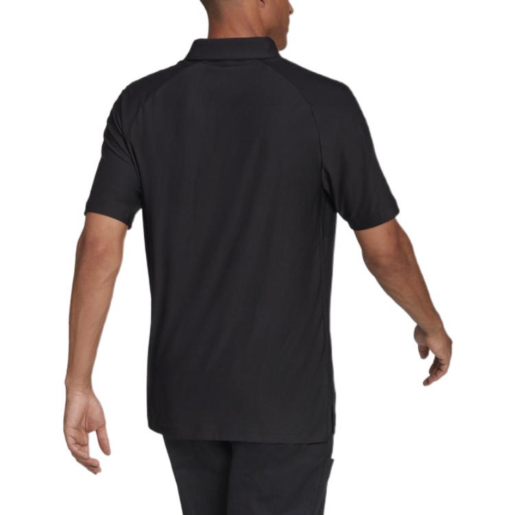 Men's adidas Solid Color Logo Embroidered Short Sleeve Black Polo Shirt GS4865