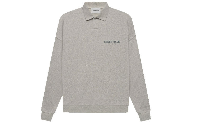 Fear of God Essentials FW21 Long Sleeve Polo Shirt 'Heather Oatmeal' FOG-FW21-141