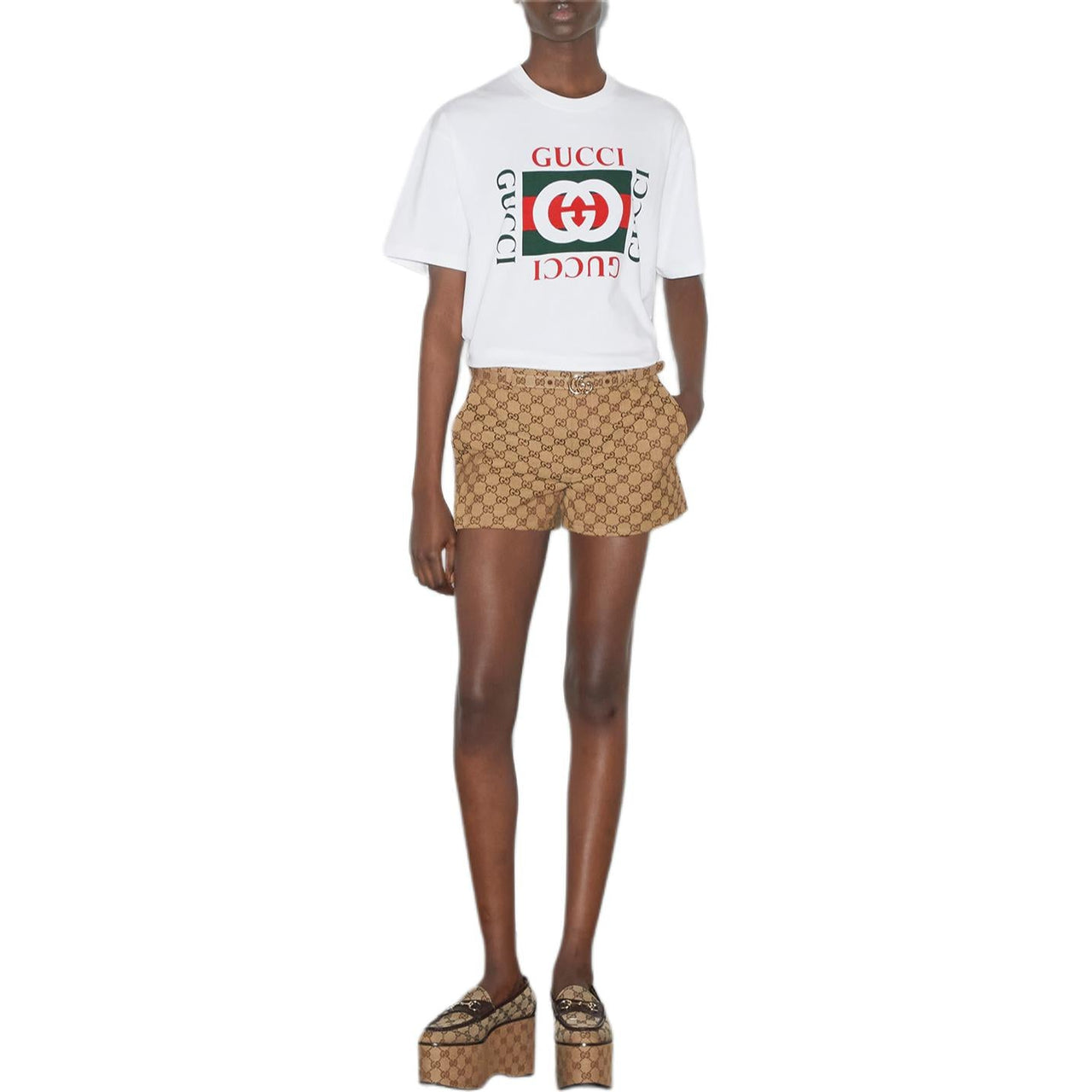 (WMNS) Gucci Print Cotton Jersey T-Shirt 'White' 788093-XJGL3-9669