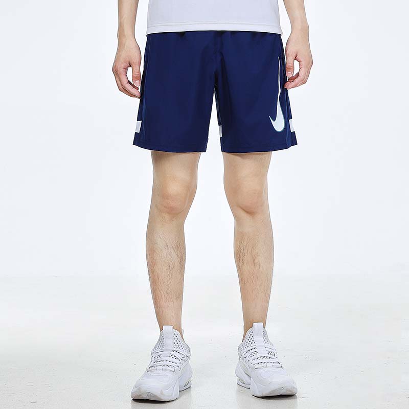 Nike Logo Printing Training Sports Quick Dry Breathable Shorts Blue CV1468-492