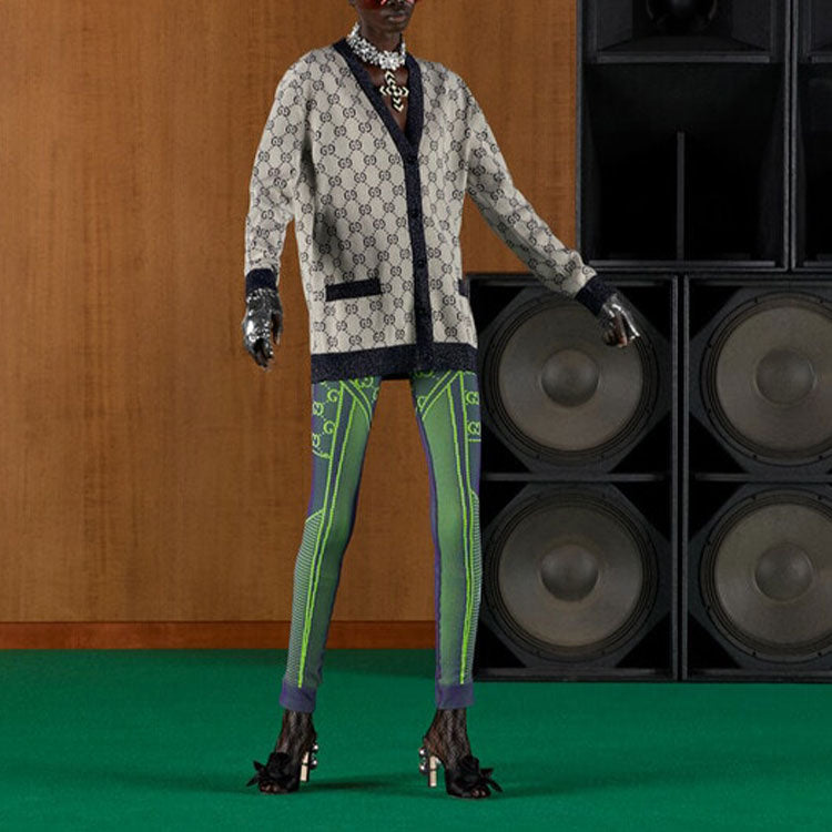 (WMNS) Gucci GG cotton jacquard cardigan 'Ivory Blue' 692727-XKB54-9071