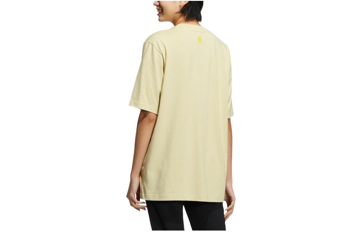 adidas neo Solid Color Alphabet Printing Round Neck Casual Short Sleeve Couple Style Yellow HS8841