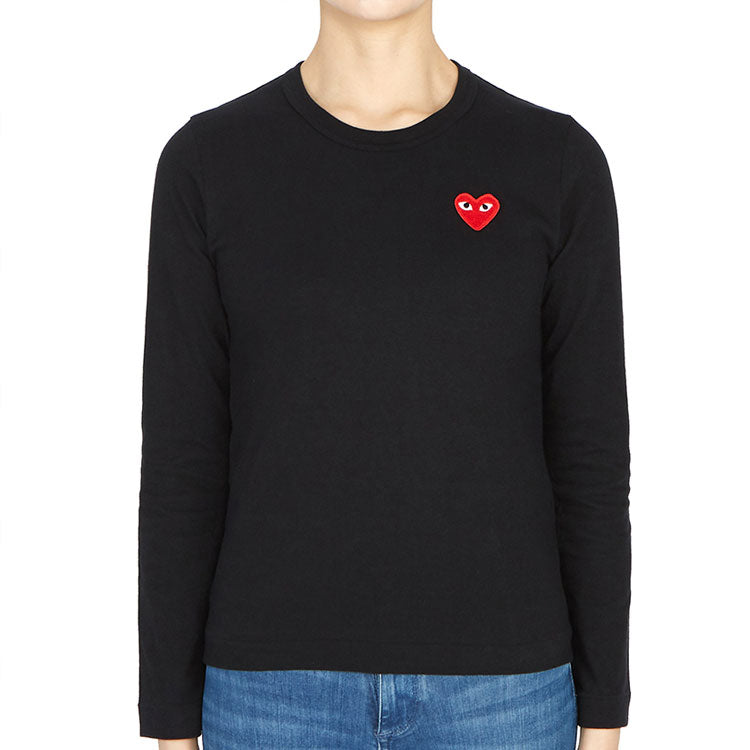 (WMNS) COMME des GARCONS PLAY Logo Long Sleeves Tee 'Black' AZ-T117-051-1
