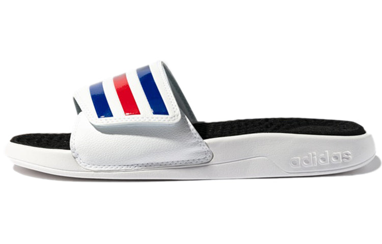 adidas Adissage Tnd Velcro Soft Sole Cozy Sports Slippers White Blue Red FY8152