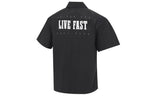 adidas neo Solid Color Alphabet Logo Printing Athleisure Casual Sports lapel Short Sleeve Shirt Black HM9977