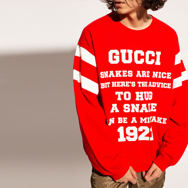 Gucci SS21 Logo Printing Round Collar Male Red 655471-XJDHO-6429
