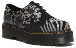 Dr. Martens 1461 Animal Clash Leather & Suede Platform Shoes 'Black Grey' 27695001