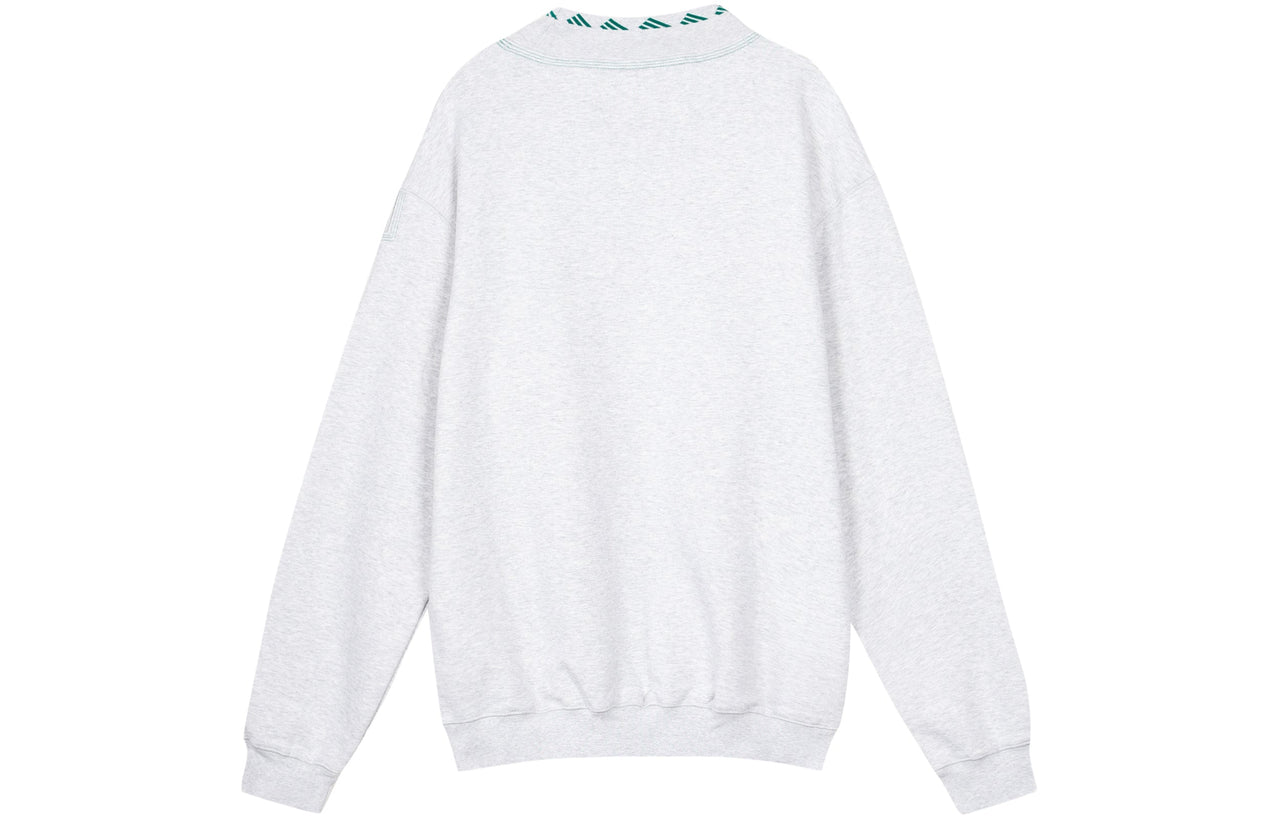 Men's adidas originals Eqt Logo Embroidered Sports Round Neck Pullover Gray HG8094