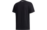 Men's adidas neo Casual Breathable Sports Stripe Printing Short Sleeve Black T-Shirt GK5871