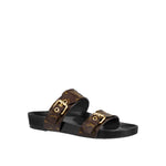 (WMNS) LOUIS VUITTON Bom Dia Flat Mules 'Brown Logo Monogram' 1A3R5G