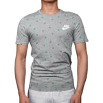 Men's Nike Round Neck Smiling Face Full Print Printing Logo Athleisure Casual Sports Short Sleeve Gray T-Shirt 911965-063