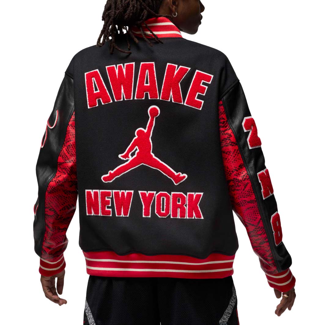 Air Jordan x Awake NY Varsity Jacket 'Black University Red' FQ5439-657