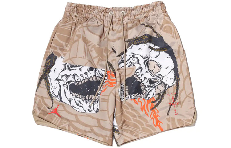 Air Jordan x Travis Scott Crossover Skeleton Printing Casual Shorts Asia Sizing 'Khaki' CZ0167-247