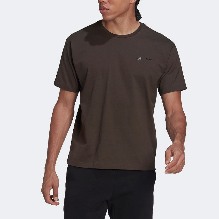 Men's adidas Solid Color Logo Sports Short Sleeve Olive Green T-Shirt HN1680
