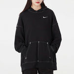(WMNS) Nike Embroidered Logo Loose Hoodie Black DM6202-010