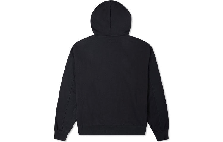 (WMNS) Converse Contrasting Colors Alphabet Embroidered Knit Hoodie Black 10023947-A01