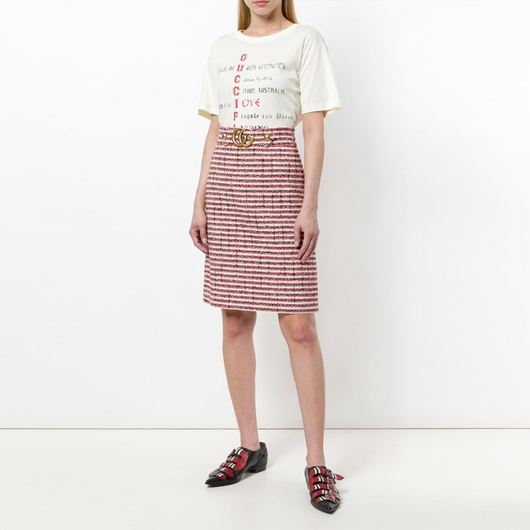 Gucci Alphabet Printing Short Sleeve Creamy White 492347-X3N07-7550